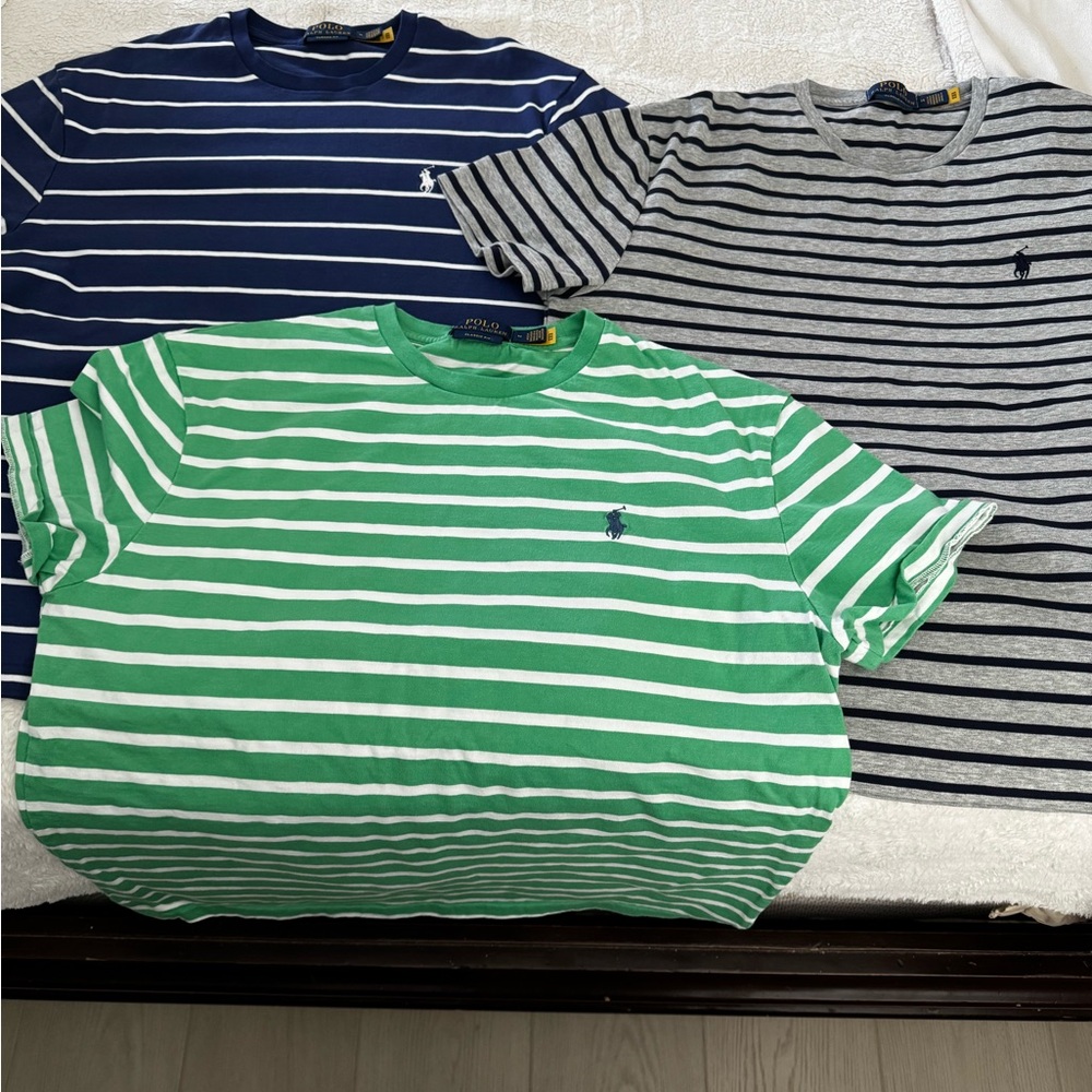 Polo by Ralph Lauren Kids' Striped Tees - Navy, Heather Gray, Green